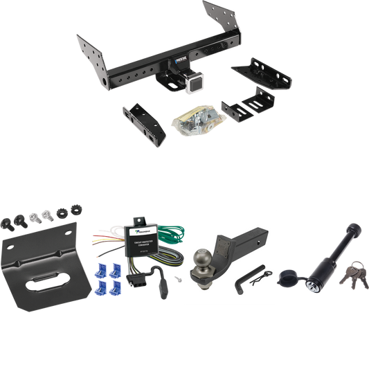 Fits 1988-1994 Nissan D21 Trailer Hitch Tow PKG w/ 4-Flat Wiring + Interlock Tactical Starter Kit w/ 2" Drop & 2" Ball + Tactical Dogbone Lock + Wiring Bracket By Reese Towpower