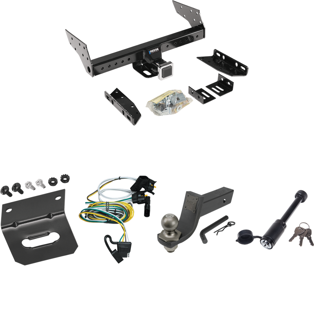 Fits 2000-2003 Ford Ranger Trailer Hitch Tow PKG w/ 4-Flat Wiring + Interlock Tactical Starter Kit w/ 3-1/4" Drop & 2" Ball + Tactical Dogbone Lock + Wiring Bracket (Excludes: Flareside or w/Rear Fascia Models) By Reese Towpower