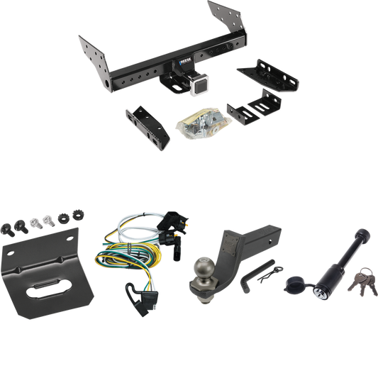 Fits 2000-2003 Ford Ranger Trailer Hitch Tow PKG w/ 4-Flat Wiring + Interlock Tactical Starter Kit w/ 3-1/4" Drop & 2" Ball + Tactical Dogbone Lock + Wiring Bracket (Excludes: Flareside or w/Rear Fascia Models) By Reese Towpower