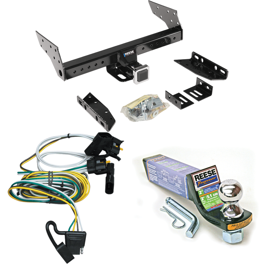 Se adapta al paquete de enganche de remolque Ford Aerostar 1997-1997 con cableado plano de 4 + kit de montaje de bola de inicio con caída de 2" y bola de 1-7/8" (para modelos de cuerpo extendido) de Reese Towpower