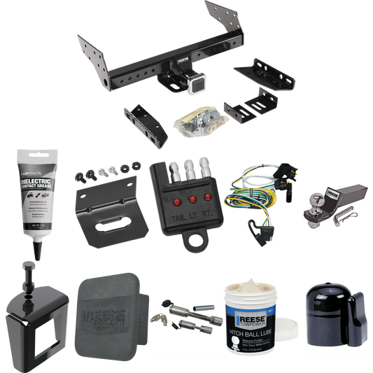 Fits 2000-2003 Ford Ranger Trailer Hitch Tow PKG w/ 4-Flat Wiring + Starter Kit Ball Mount w/ 2" Drop & 2" Ball + 1-7/8" Ball + Wiring Bracket + Dual Hitch & Coupler Locks + Hitch Cover + Wiring Tester + Ball Lube + Electric Grease + Ball Wrench + An