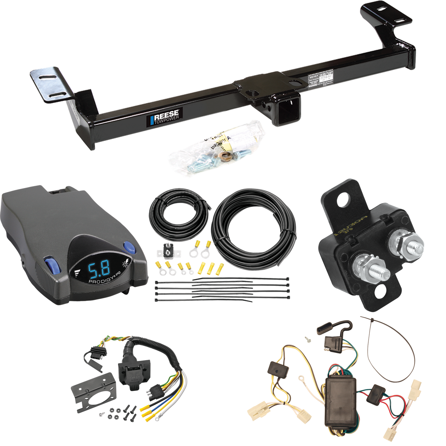 Fits 2001-2005 Toyota RAV4 Trailer Hitch Tow PKG w/ Tekonsha Prodigy P2 Brake Control + 7-Way RV Wiring By Reese Towpower