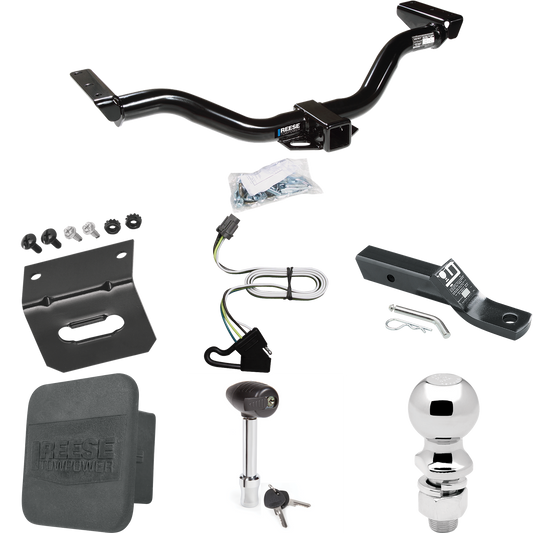 Fits 2000-2004 Nissan Xterra Trailer Hitch Tow PKG w/ 4-Flat Wiring + Ball Mount w/ 2" Drop + 2-5/16" Ball + Wiring Bracket + Hitch Lock + Hitch Cover (For w/Factory Tow Package Models) By Reese Towpower