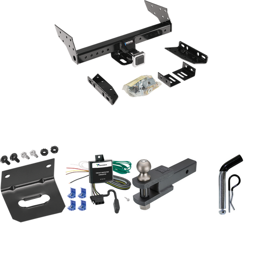 Fits 1986-1996 Ford Aerostar Trailer Hitch Tow PKG w/ 4-Flat Wiring Harness + Clevis Hitch Ball Mount w/ 2" Ball + Pin/Clip + Wiring Bracket (For Extended Body Models) By Reese Towpower