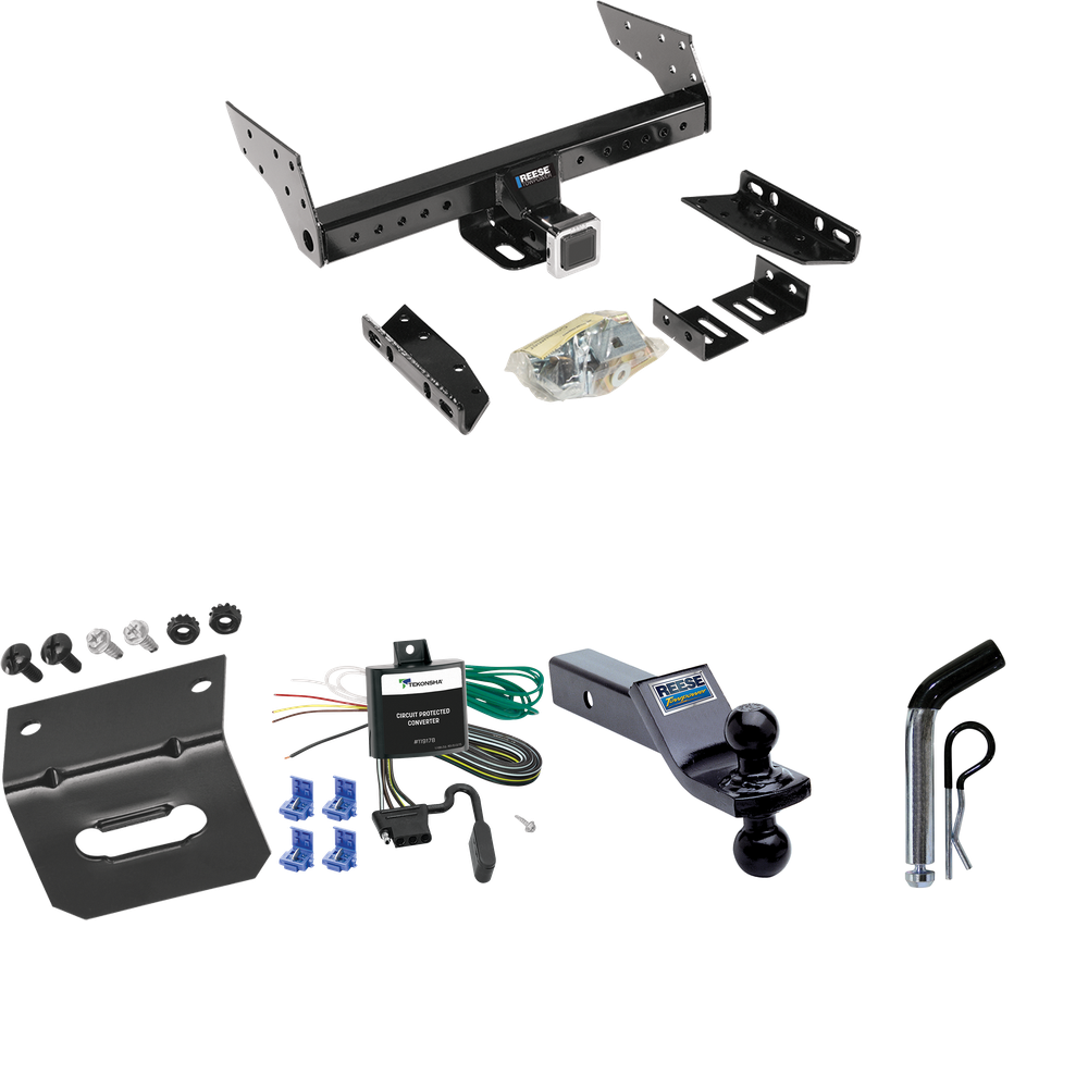 Fits 1990-1993 Mazda B2600 Trailer Hitch Tow PKG w/ 4-Flat Wiring Harness + Dual Ball Ball Mount 1-7/8" & 2" Trailer Balls + Pin/Clip + Wiring Bracket By Reese Towpower