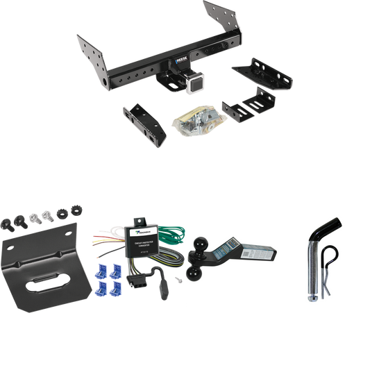 Fits 1990-1993 Mazda B2200 Trailer Hitch Tow PKG w/ 4-Flat Wiring Harness + Dual Ball Ball Mount 2" & 2-5/16" Trailer Balls + Pin/Clip +  Wiring Bracket By Reese Towpower