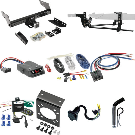 Fits 1986-1996 Ford Aerostar Trailer Hitch Tow PKG w/ 6K Round Bar Weight Distribution Hitch w/ 2-5/16" Ball + Pin/Clip + Tekonsha Brakeman IV Brake Control + Generic BC Wiring Adapter + 7-Way RV Wiring (For Extended Body Models) By Reese Towpower