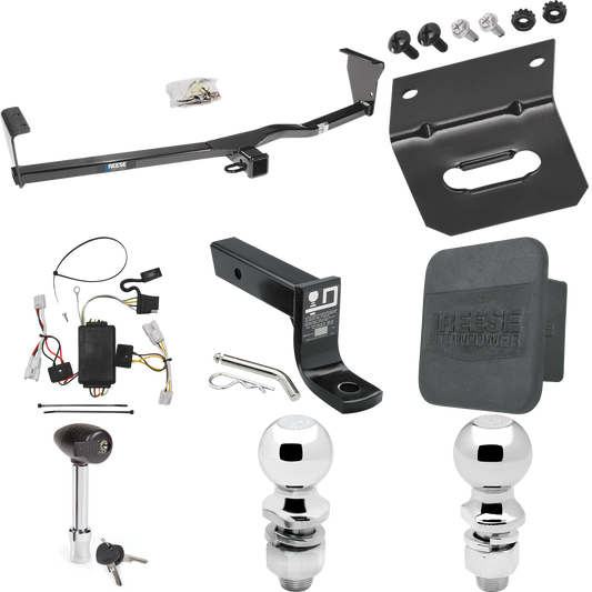 Fits 2010-2012 Hyundai Santa Fe Trailer Hitch Tow PKG w/ 4-Flat Wiring + Ball Mount w/ 4" Drop + 2" Ball + 2-5/16" Ball + Wiring Bracket + Hitch Lock + Hitch Cover By Reese Towpower