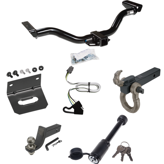 Fits 2000-2004 Nissan Xterra Trailer Hitch Tow PKG w/ 4-Flat Wiring + Interlock Tactical Starter Kit w/ 3-1/4" Drop & 2" Ball + Tactical Hook & Shackle Mount + Tactical Dogbone Lock + Wiring Bracket (For w/Factory Tow Package Models) By Reese Towpowe