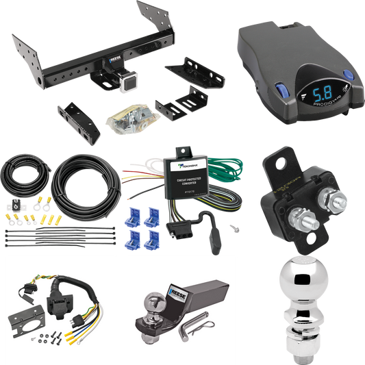 Se adapta al paquete de enganche de remolque Nissan D21 1988-1994 con control de freno Tekonsha Prodigy P2 + cableado RV de 7 vías + soporte de bola y caída de 2" y 2-5/16" de Reese Towpower