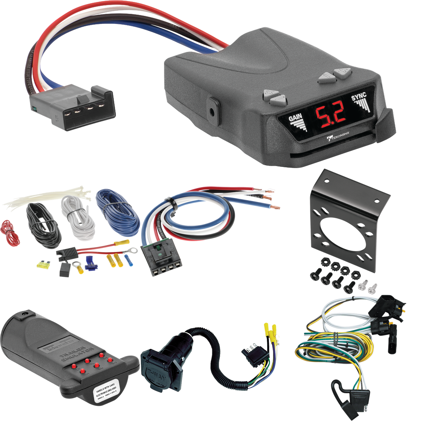 Fits 1997-1997 Ford Aerostar 7-Way RV Wiring + Tekonsha Brakeman IV Brake Control + Generic BC Wiring Adapter + 7-Way Tester and Trailer Emulator By Tekonsha