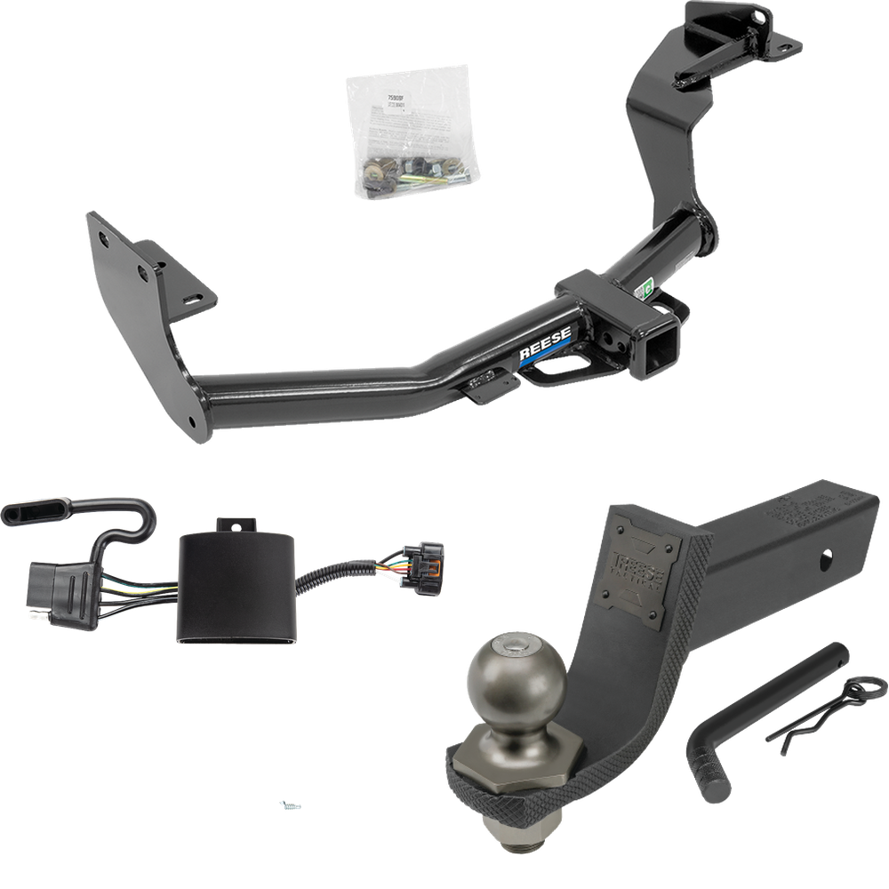 Se adapta al paquete de remolque de enganche de remolque Hyundai Santa Fe 2019-2020 con cableado plano de 4 + kit de inicio táctico de enclavamiento con caída de 3-1/4" y bola de 2" de Reese Towpower