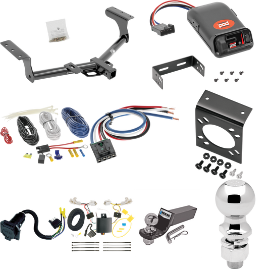 Fits 2013-2018 Toyota RAV4 Trailer Hitch Tow PKG w/ Pro Series POD Brake Control + Generic BC Wiring Adapter + 7-Way RV Wiring + 2" & 2-5/16" Ball & Drop Mount By Draw-Tite