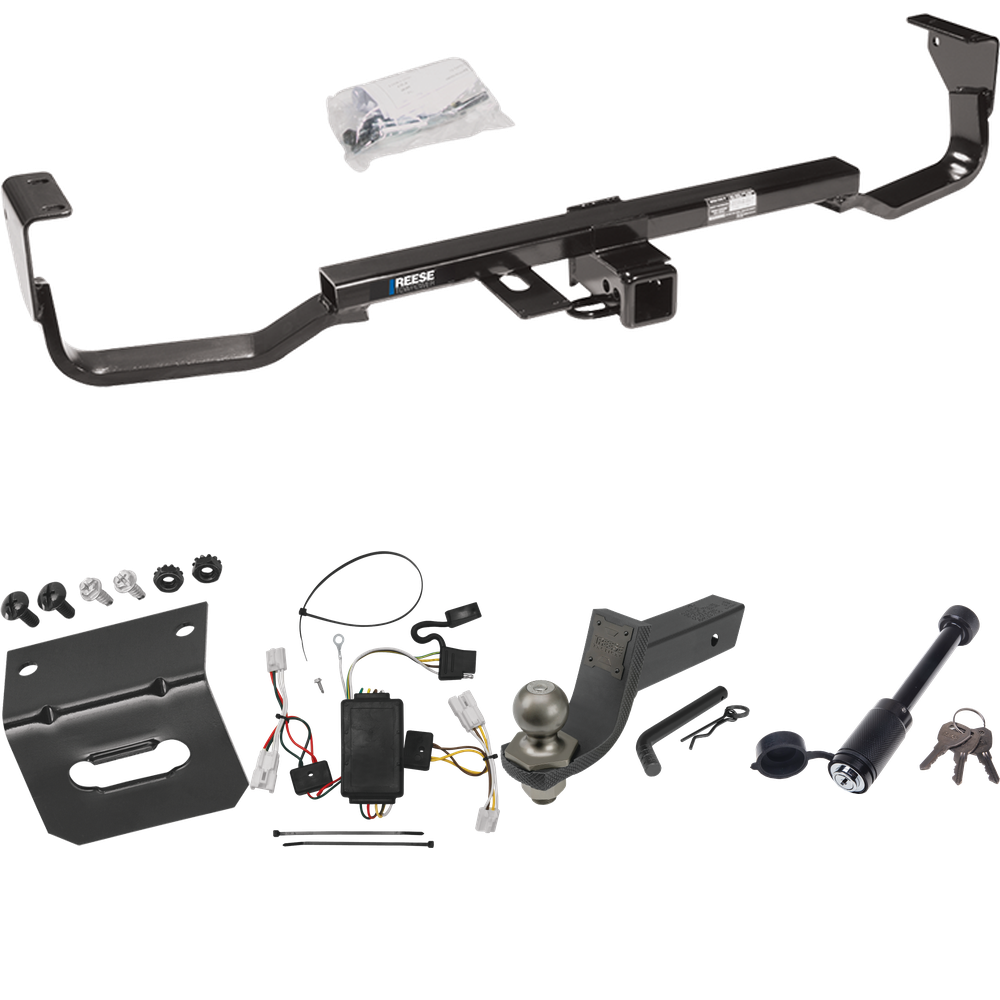 Fits 2007-2009 Hyundai Santa Fe Trailer Hitch Tow PKG w/ 4-Flat Wiring + Interlock Tactical Starter Kit w/ 3-1/4" Drop & 2" Ball + Tactical Dogbone Lock + Wiring Bracket By Reese Towpower