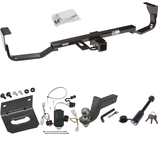 Fits 2007-2009 Hyundai Santa Fe Trailer Hitch Tow PKG w/ 4-Flat Wiring + Interlock Tactical Starter Kit w/ 3-1/4" Drop & 2" Ball + Tactical Dogbone Lock + Wiring Bracket By Reese Towpower