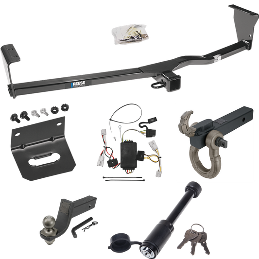 Fits 2010-2012 Hyundai Santa Fe Trailer Hitch Tow PKG w/ 4-Flat Wiring + Interlock Tactical Starter Kit w/ 3-1/4" Drop & 2" Ball + Tactical Hook & Shackle Mount + Tactical Dogbone Lock + Wiring Bracket By Reese Towpower