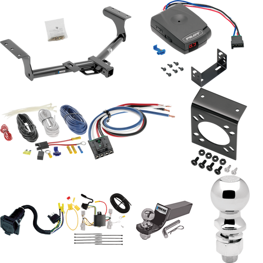 Fits 2006-2012 Toyota RAV4 Trailer Hitch Tow PKG w/ Pro Series Pilot Brake Control + Generic BC Wiring Adapter + 7-Way RV Wiring + 2" & 2-5/16" Ball & Drop Mount By Reese Towpower