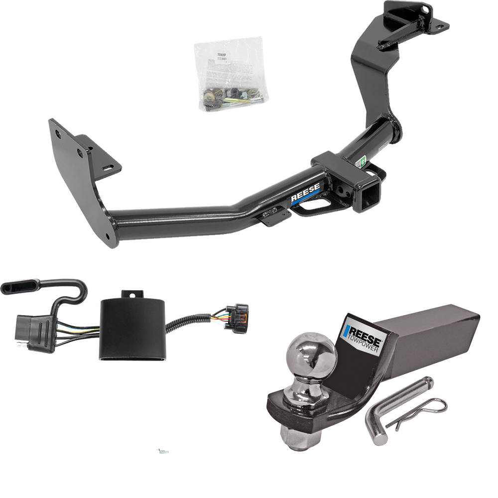 Fits 2019-2020 Hyundai Santa Fe Trailer Hitch Tow PKG w/ 4-Flat Wiring + Starter Kit Ball Mount w/ 2" Drop & 2" Ball By Reese Towpower