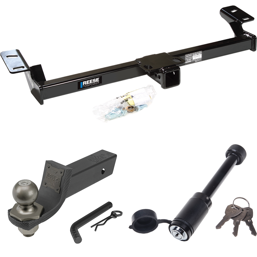 Fits 1996-2000 Toyota RAV4 Trailer Hitch Tow PKG + Interlock Tactical Starter Kit w/ 2" Drop & 2" Ball + Tactical Dogbone Lock By Reese Towpower