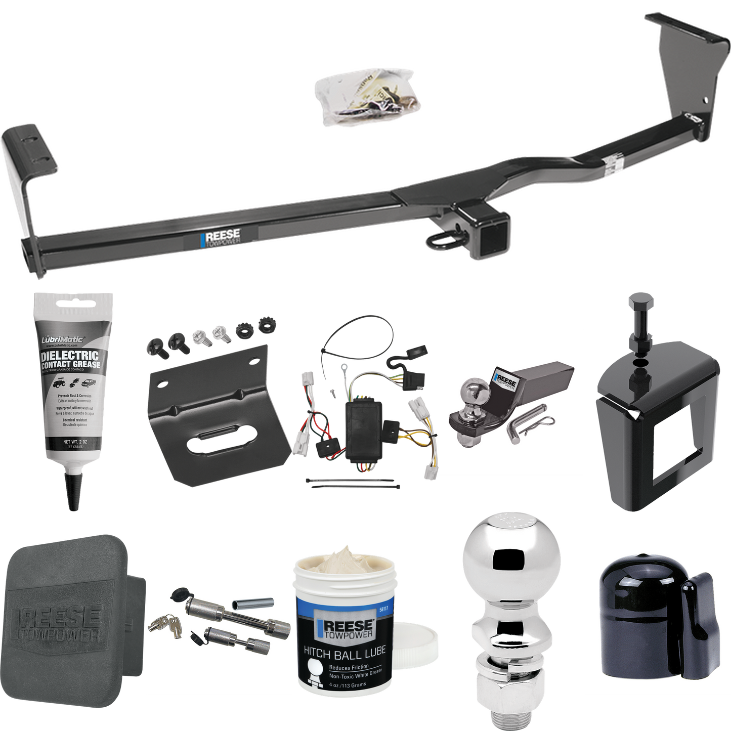 Fits 2010-2012 Hyundai Santa Fe Trailer Hitch Tow PKG w/ 4-Flat Wiring + Starter Kit Ball Mount w/ 2" Drop & 2" Ball + 2-5/16" Ball + Wiring Bracket + Dual Hitch & Coupler Locks + Hitch Cover + Wiring Tester + Ball Lube +Electric Grease + Ball Wrench