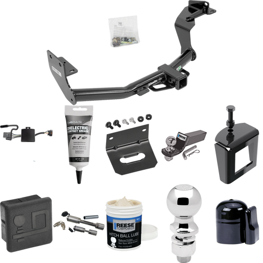 Fits 2019-2020 Hyundai Santa Fe Trailer Hitch Tow PKG w/ 4-Flat Wiring + Starter Kit Ball Mount w/ 2" Drop & 2" Ball + 2-5/16" Ball + Wiring Bracket + Dual Hitch & Coupler Locks + Hitch Cover + Wiring Tester + Ball Lube +Electric Grease + Ball Wrench