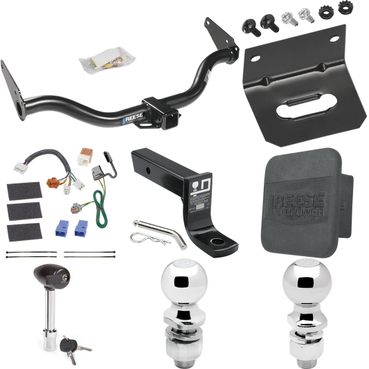 Fits 2005-2015 Nissan Xterra Trailer Hitch Tow PKG w/ 4-Flat Wiring + Ball Mount w/ 4" Drop + 2" Ball + 2-5/16" Ball + Wiring Bracket + Hitch Lock + Hitch Cover By Reese Towpower