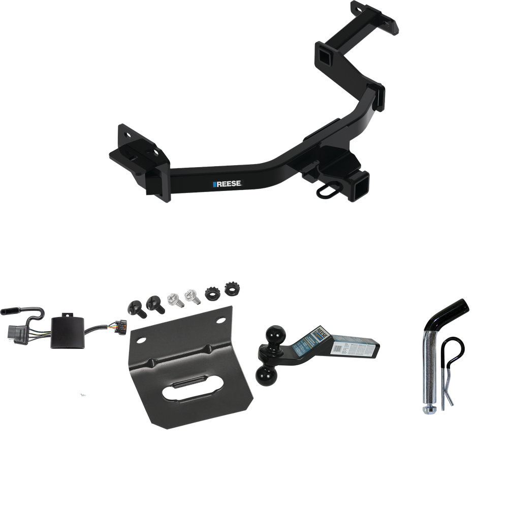 Fits 2023-2023 KIA Sorento Trailer Hitch Tow PKG w/ 4-Flat Wiring Harness + Dual Ball Ball Mount 2" & 2-5/16" Trailer Balls + Pin/Clip +  Wiring Bracket By Reese Towpower