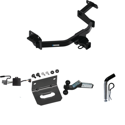 Fits 2023-2023 KIA Sorento Trailer Hitch Tow PKG w/ 4-Flat Wiring Harness + Dual Ball Ball Mount 2" & 2-5/16" Trailer Balls + Pin/Clip +  Wiring Bracket By Reese Towpower