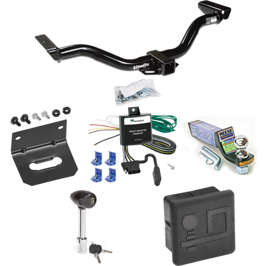 Fits 2000-2004 Nissan Xterra Trailer Hitch Tow PKG w/ 4-Flat Wiring + Starter Kit Ball Mount w/ 2" Drop & 1-7/8" Ball + Wiring Bracket + Hitch Lock + Hitch Cover By Draw-Tite