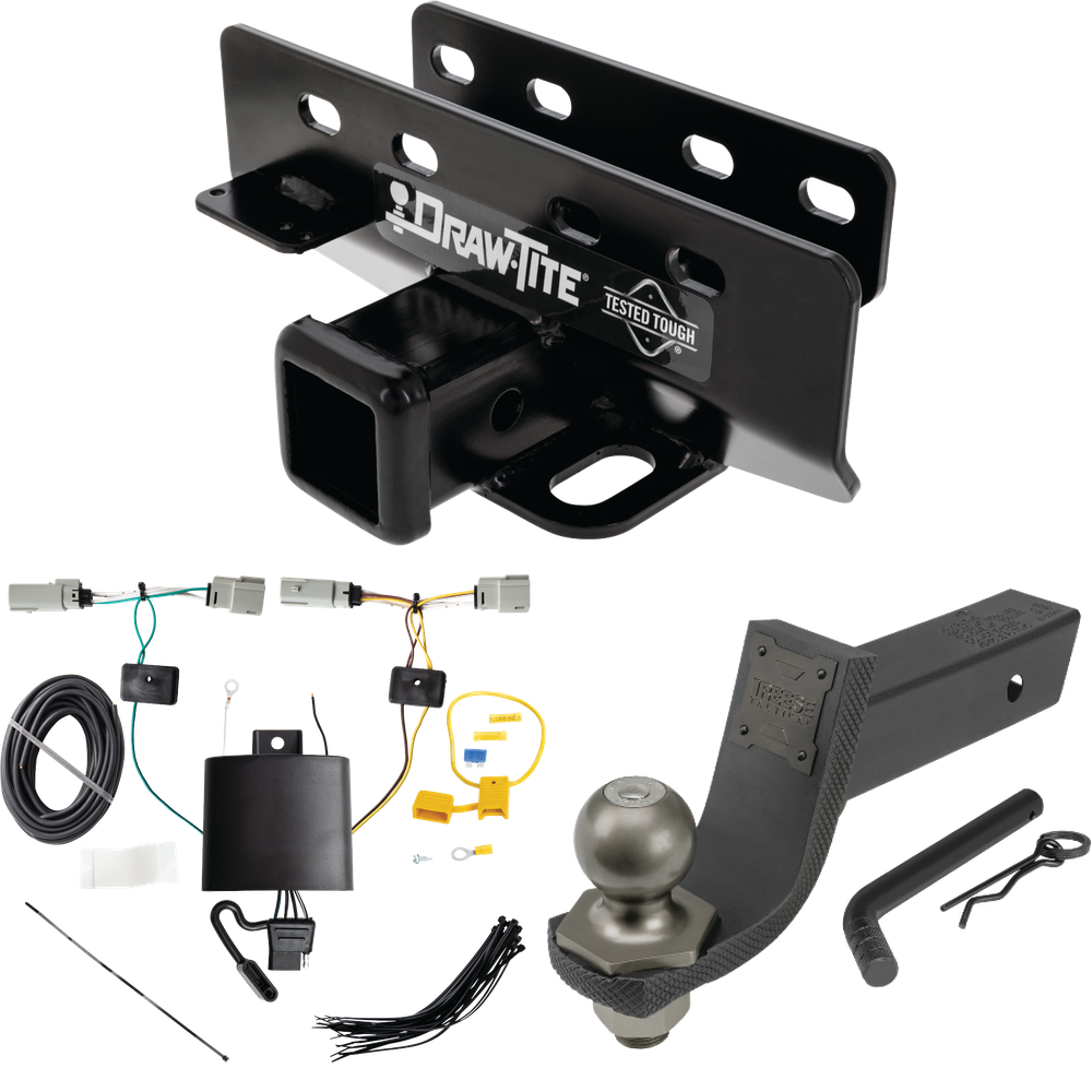 Fits 2021-2023 Ford Bronco Trailer Hitch Tow PKG w/ 4-Flat Wiring + Interlock Tactical Starter Kit w/ 3-1/4" Drop & 2" Ball (Excludes: w/LED Taillights or w/OEM Hitch Models) By Draw-Tite