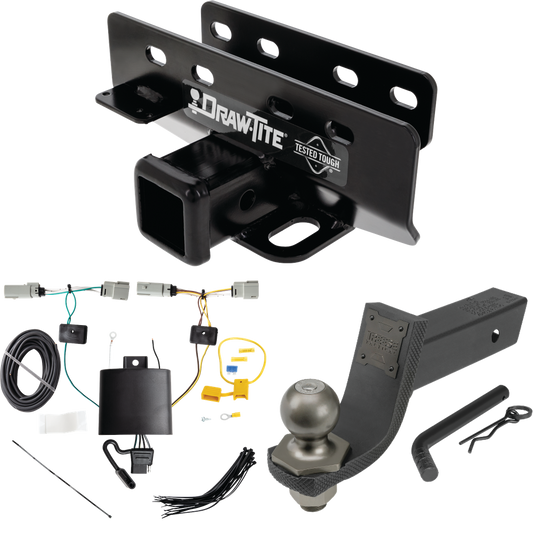 Fits 2021-2023 Ford Bronco Trailer Hitch Tow PKG w/ 4-Flat Wiring + Interlock Tactical Starter Kit w/ 3-1/4" Drop & 2" Ball (Excludes: w/LED Taillights or w/OEM Hitch Models) By Draw-Tite