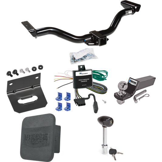 Fits 2000-2004 Nissan Xterra Trailer Hitch Tow PKG w/ 4-Flat Wiring + Starter Kit Ball Mount w/ 2" Drop & 2" Ball + 1-7/8" Ball + Wiring Bracket + Hitch Lock + Hitch Cover By Reese Towpower