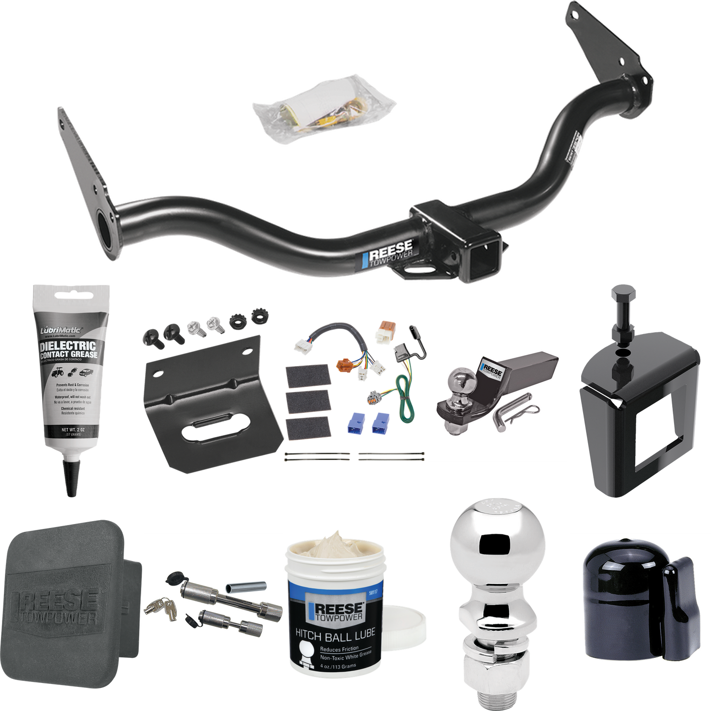 Fits 2005-2015 Nissan Xterra Trailer Hitch Tow PKG w/ 4-Flat Wiring + Starter Kit Ball Mount w/ 2" Drop & 2" Ball + 2-5/16" Ball + Wiring Bracket + Dual Hitch & Coupler Locks + Hitch Cover + Wiring Tester + Ball Lube +Electric Grease + Ball Wrench +