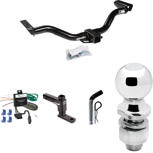 Fits 2000-2004 Nissan Xterra Trailer Hitch Tow PKG w/ 4-Flat Wiring Harness + Adjustable Drop Rise Ball Mount + Pin/Clip + 2" Ball By Draw-Tite