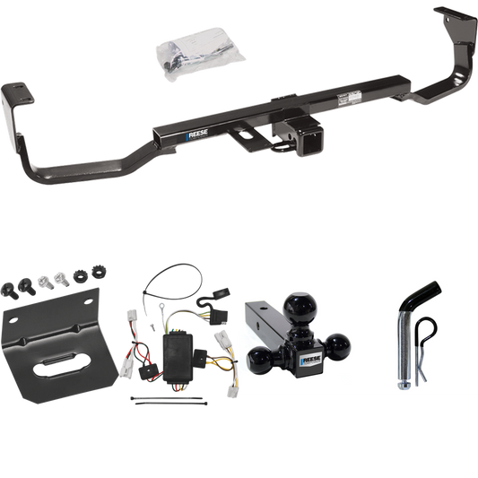 Fits 2007-2009 Hyundai Santa Fe Trailer Hitch Tow PKG w/ 4-Flat Wiring Harness + Triple Ball Ball Mount 1-7/8" & 2" & 2-5/16" Trailer Balls + Pin/Clip + Wiring Bracket By Reese Towpower