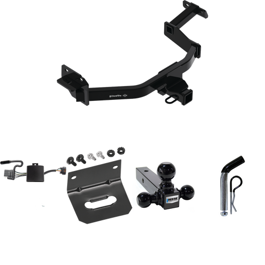 Fits 2021-2023 Hyundai Santa Fe Trailer Hitch Tow PKG w/ 4-Flat Wiring Harness + Triple Ball Ball Mount 1-7/8" & 2" & 2-5/16" Trailer Balls + Pin/Clip + Wiring Bracket By Draw-Tite