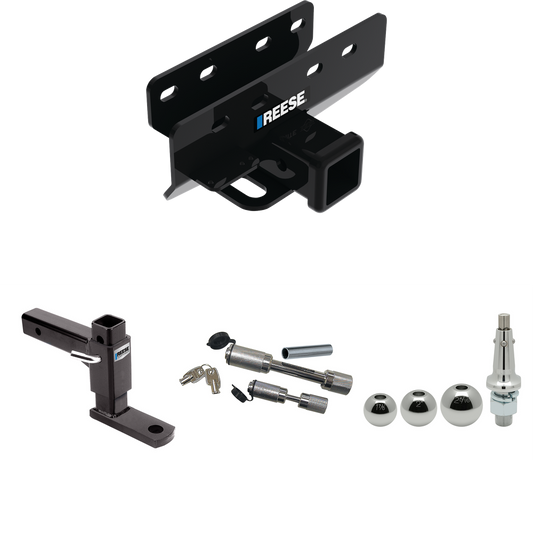 Fits 2021-2023 Ford Bronco Trailer Hitch Tow PKG w/ Adjustable Drop Rise Ball Mount + Dual Hitch & Copler Locks + Inerchangeable 1-7/8" & 2" & 2-5/16" Balls (Excludes: w/LED Taillights or w/OEM Hitch Models) By Reese Towpower