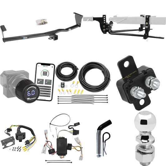 Fits 2010-2012 Hyundai Santa Fe Trailer Hitch Tow PKG w/ 6K Round Bar Weight Distribution Hitch w/ 2-5/16" Ball + 2" Ball + Pin/Clip + Tekonsha Prodigy iD Bluetooth Wireless Brake Control + 7-Way RV Wiring By Reese Towpower