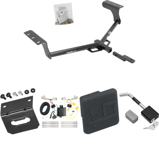 Fits 2013-2018 Toyota RAV4 Trailer Hitch Tow PKG w/ 4-Flat Wiring Harness + Hitch Cover + Hitch Lock By Draw-Tite