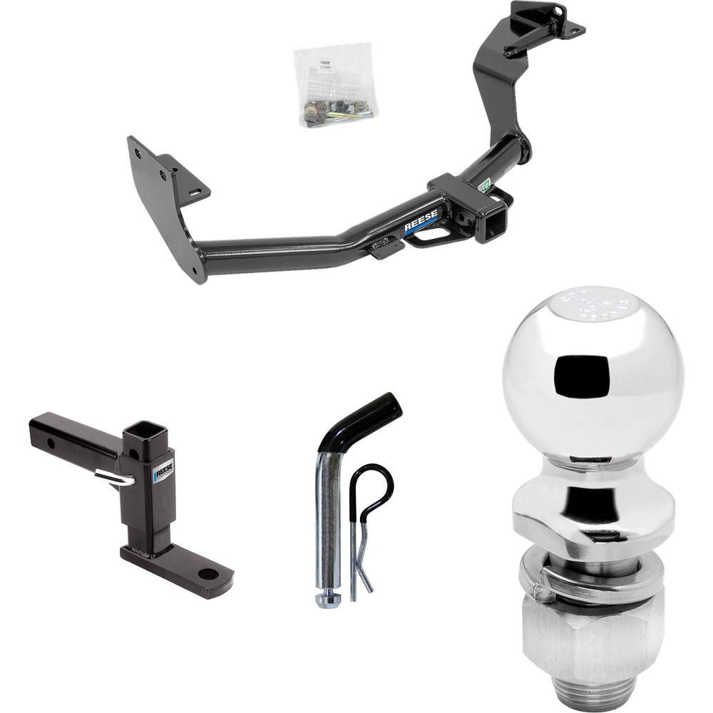 Fits 2016-2020 KIA Sorento Trailer Hitch Tow PKG w/ Adjustable Drop Rise Ball Mount + Pin/Clip + 2" Ball (For w/V6 Engine Models) By Reese Towpower