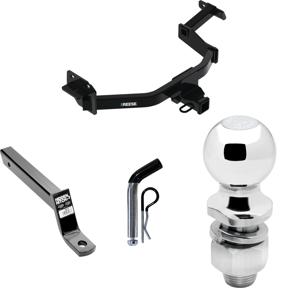 Fits 2021-2023 KIA Sorento Trailer Hitch Tow PKG w/ Extended 16" Long Ball Mount w/ 4" Drop + Pin/Clip + 2" Ball By Reese Towpower