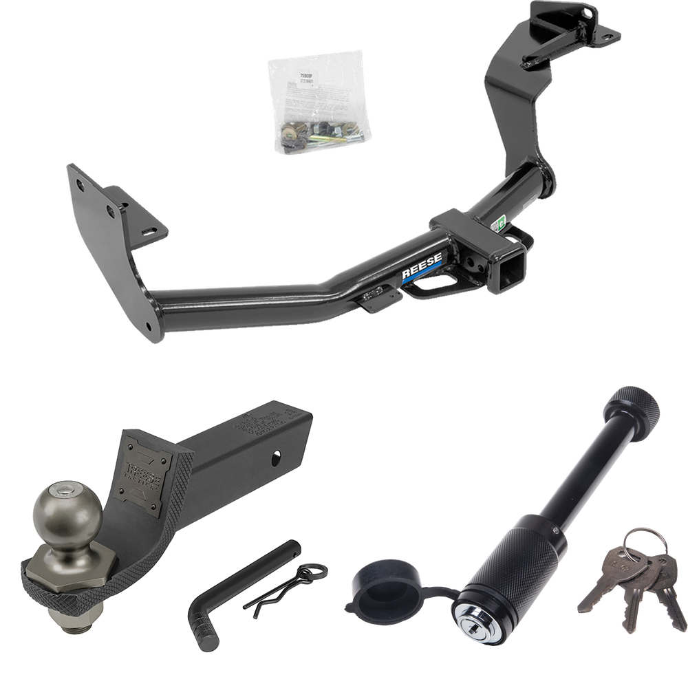 Fits 2016-2020 KIA Sorento Trailer Hitch Tow PKG + Interlock Tactical Starter Kit w/ 2" Drop & 2" Ball + Tactical Dogbone Lock (For w/V6 Engine Models) By Reese Towpower