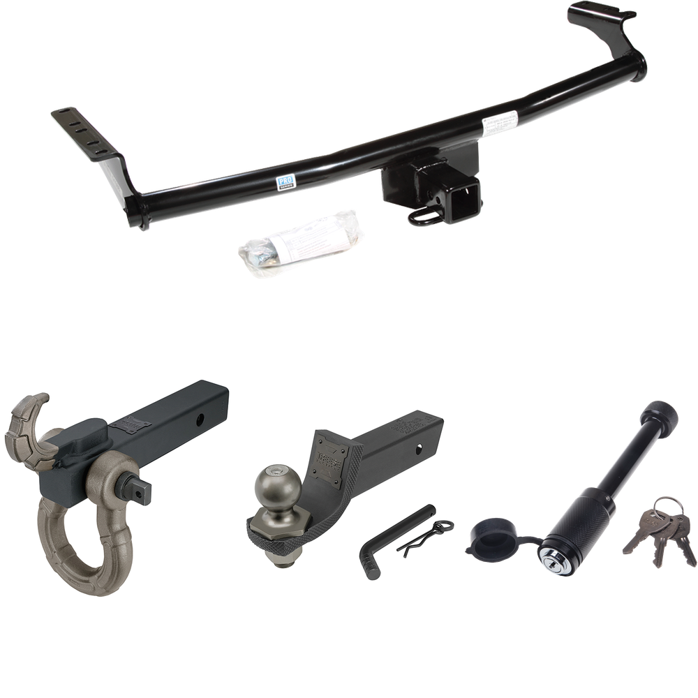 Fits 2001-2006 Hyundai Santa Fe Trailer Hitch Tow PKG + Interlock Tactical Starter Kit w/ 2" Drop & 2" Ball + Tactical Hook & Shackle Mount + Tactical Dogbone Lock By Reese Towpower