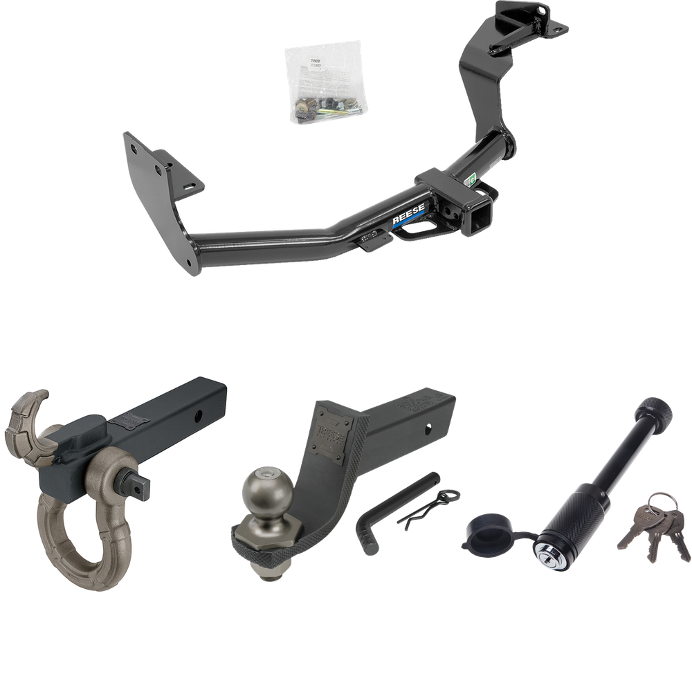 Fits 2016-2020 KIA Sorento Trailer Hitch Tow PKG + Interlock Tactical Starter Kit w/ 3-1/4" Drop & 2" Ball + Tactical Hook & Shackle Mount + Tactical Dogbone Lock (For w/I4 Engine Models) By Reese Towpower