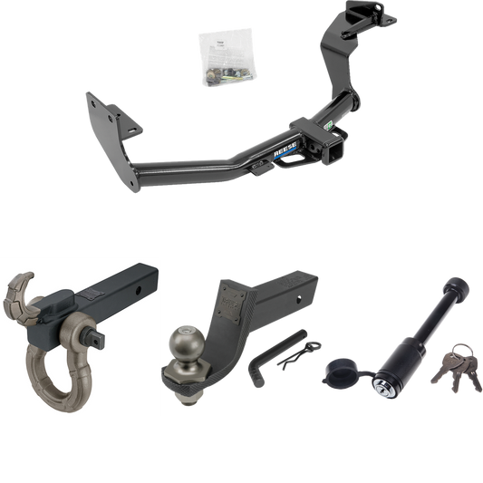 Fits 2016-2020 KIA Sorento Trailer Hitch Tow PKG + Interlock Tactical Starter Kit w/ 3-1/4" Drop & 2" Ball + Tactical Hook & Shackle Mount + Tactical Dogbone Lock (For w/I4 Engine Models) By Reese Towpower