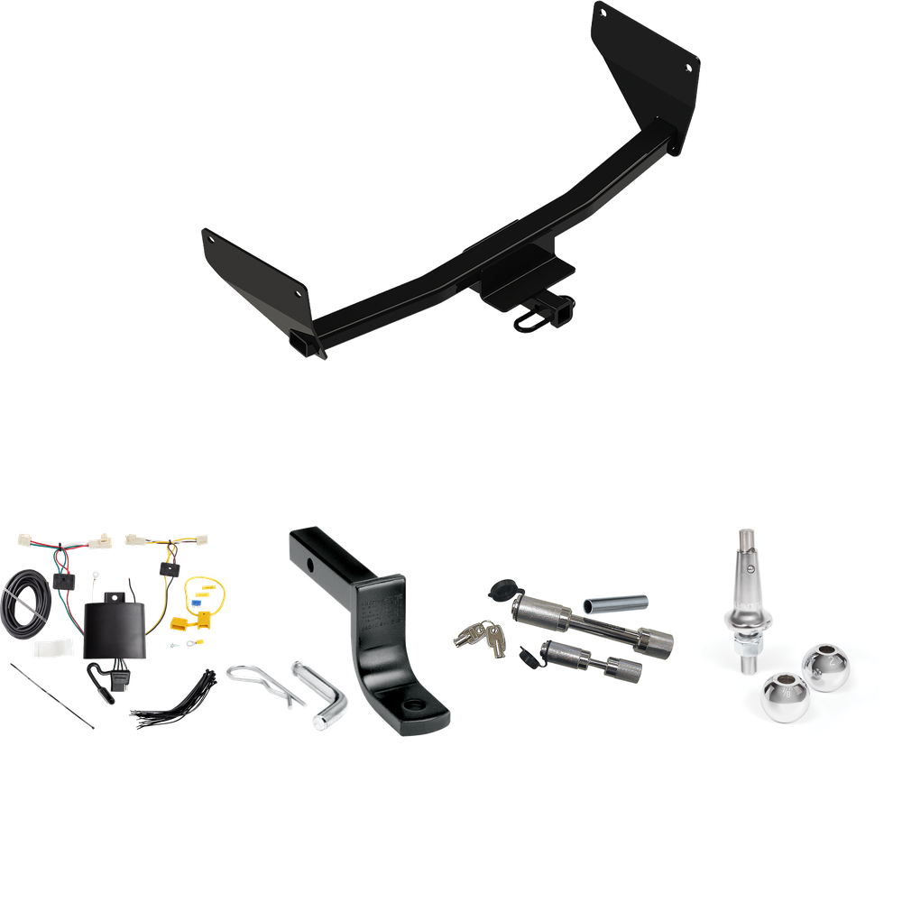 Fits 2019-2023 Toyota RAV4 Trailer Hitch Tow PKG w/ 4-Flat Wiring Harness + Draw-Bar + Interchangeable 1-7/8" & 2" Balls + Dual Hitch & Coupler Locks By Reese Towpower