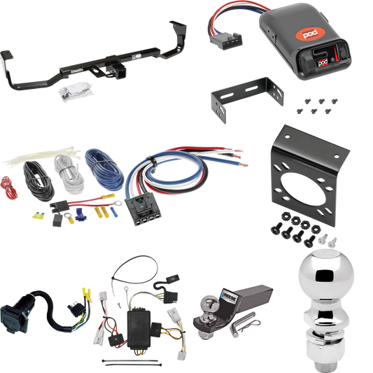 Fits 2007-2009 Hyundai Santa Fe Trailer Hitch Tow PKG w/ Pro Series POD Brake Control + Generic BC Wiring Adapter + 7-Way RV Wiring + 2" & 2-5/16" Ball & Drop Mount By Draw-Tite