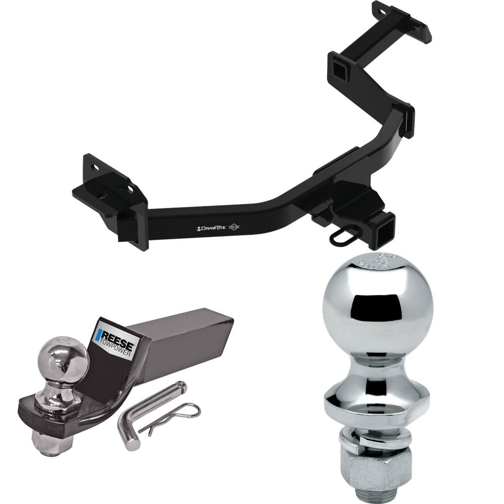 Fits 2021-2023 Hyundai Santa Fe Trailer Hitch Tow PKG w/ Starter Kit Ball Mount w/ 2" Drop & 2" Ball + 1-7/8" Ball By Draw-Tite