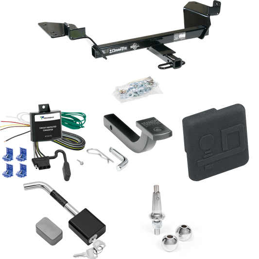 Fits 1998-2002 Oldsmobile Intrigue Trailer Hitch Tow PKG w/ 4-Flat Wiring Harness + Draw-Bar + Interchangeable 1-7/8" & 2" Balls + Hitch Cover + Hitch Lock By Draw-Tite