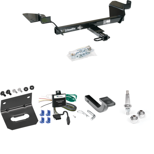 Fits 1998-2002 Oldsmobile Intrigue Trailer Hitch Tow PKG w/ 4-Flat Wiring Harness + Draw-Bar + Interchangeable 1-7/8" & 2" Balls + Wiring Bracket By Draw-Tite